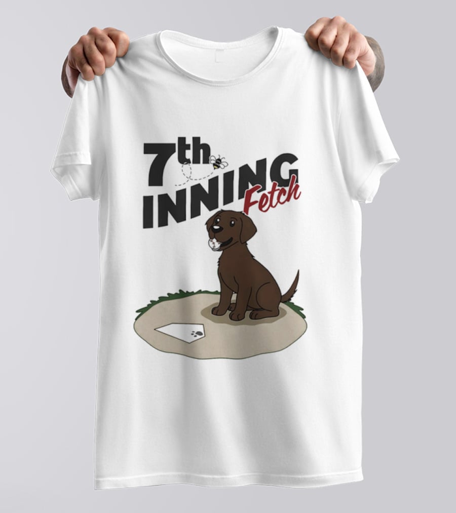 7th Inning Fetch Chocolate Lab Baseball Puppy T-Shirt