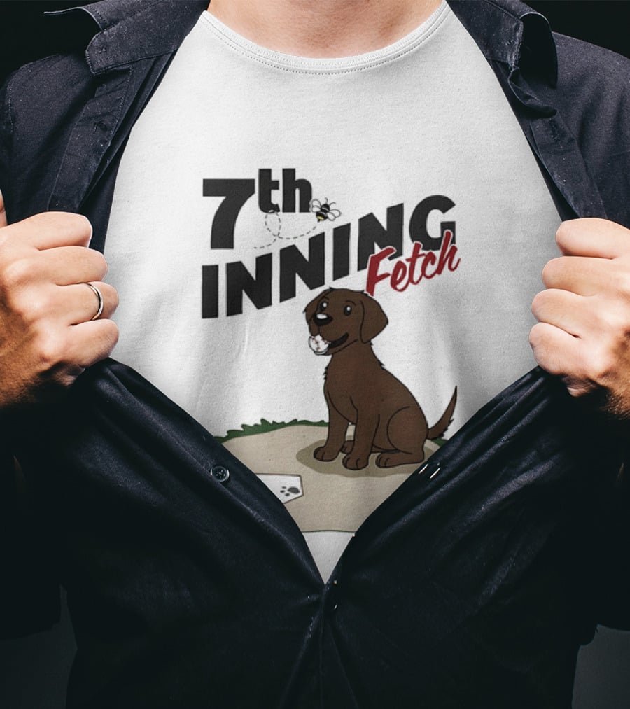 7th Inning Fetch Chocolate Lab Baseball Puppy T-Shirt