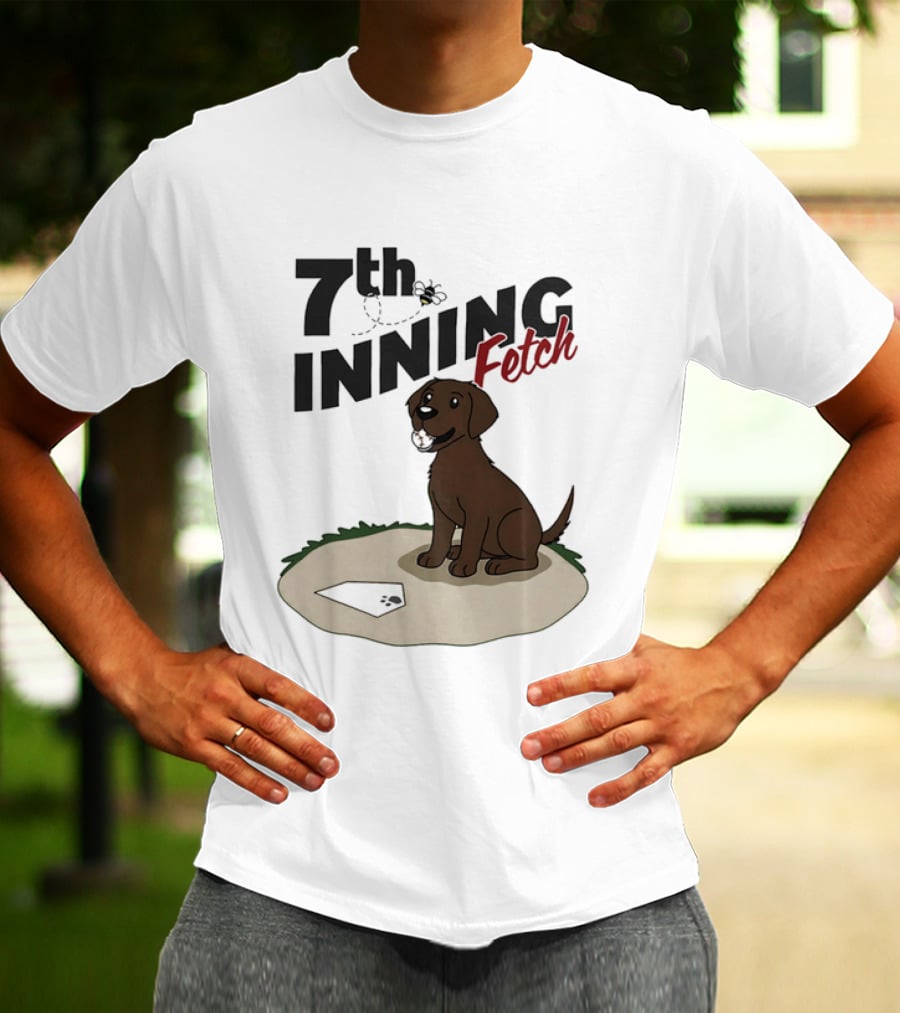 7th Inning Fetch Chocolate Lab Baseball Puppy T-Shirt