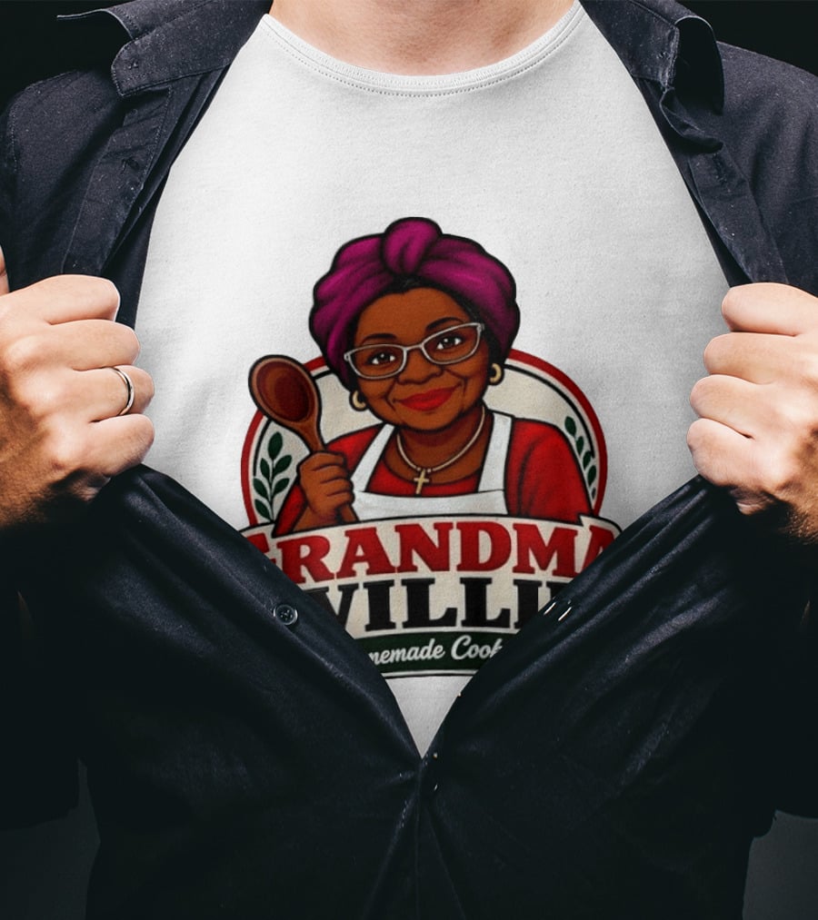 Grandma Willie Homemade Cooking Kitchen Apron Vector T-Shirt
