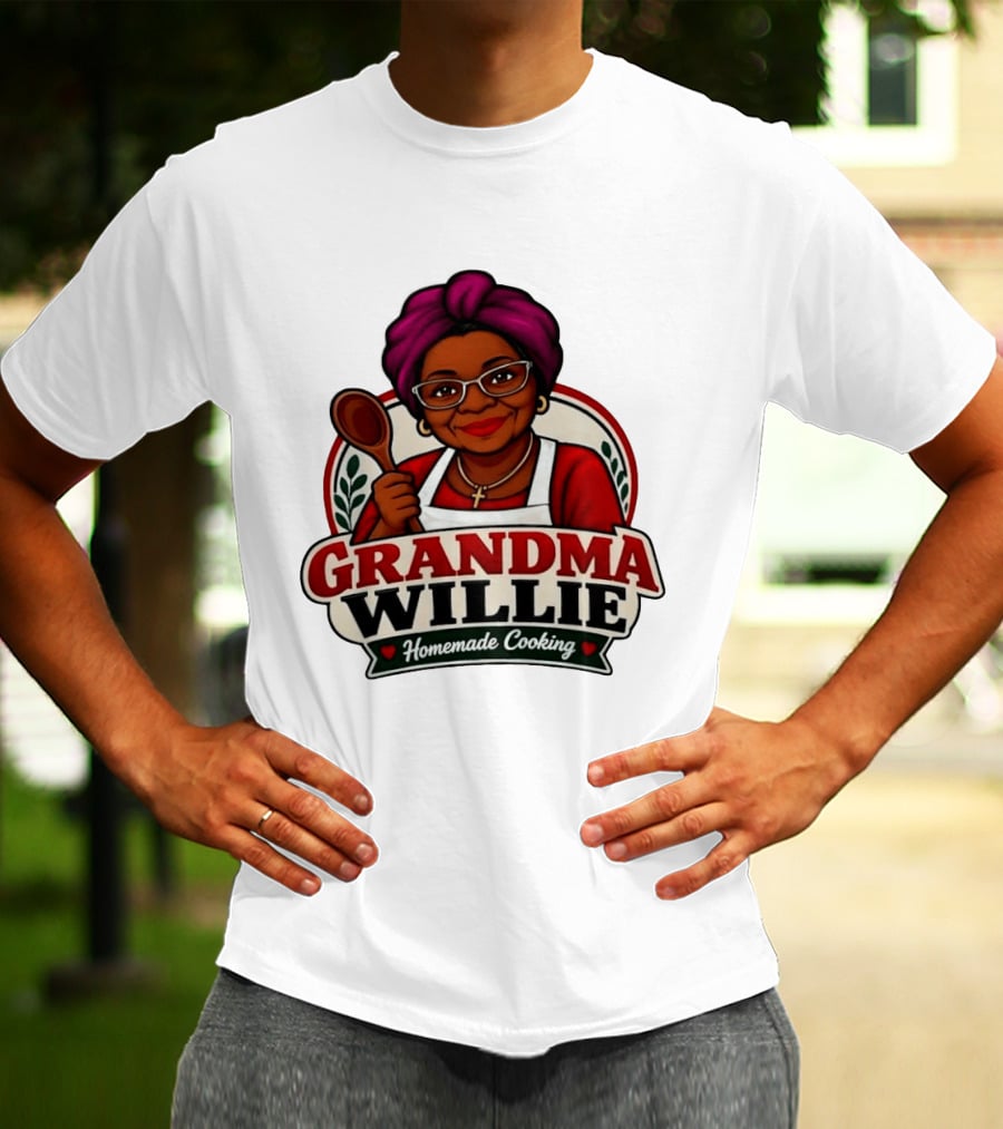 Grandma Willie Homemade Cooking Kitchen Apron Vector T-Shirt