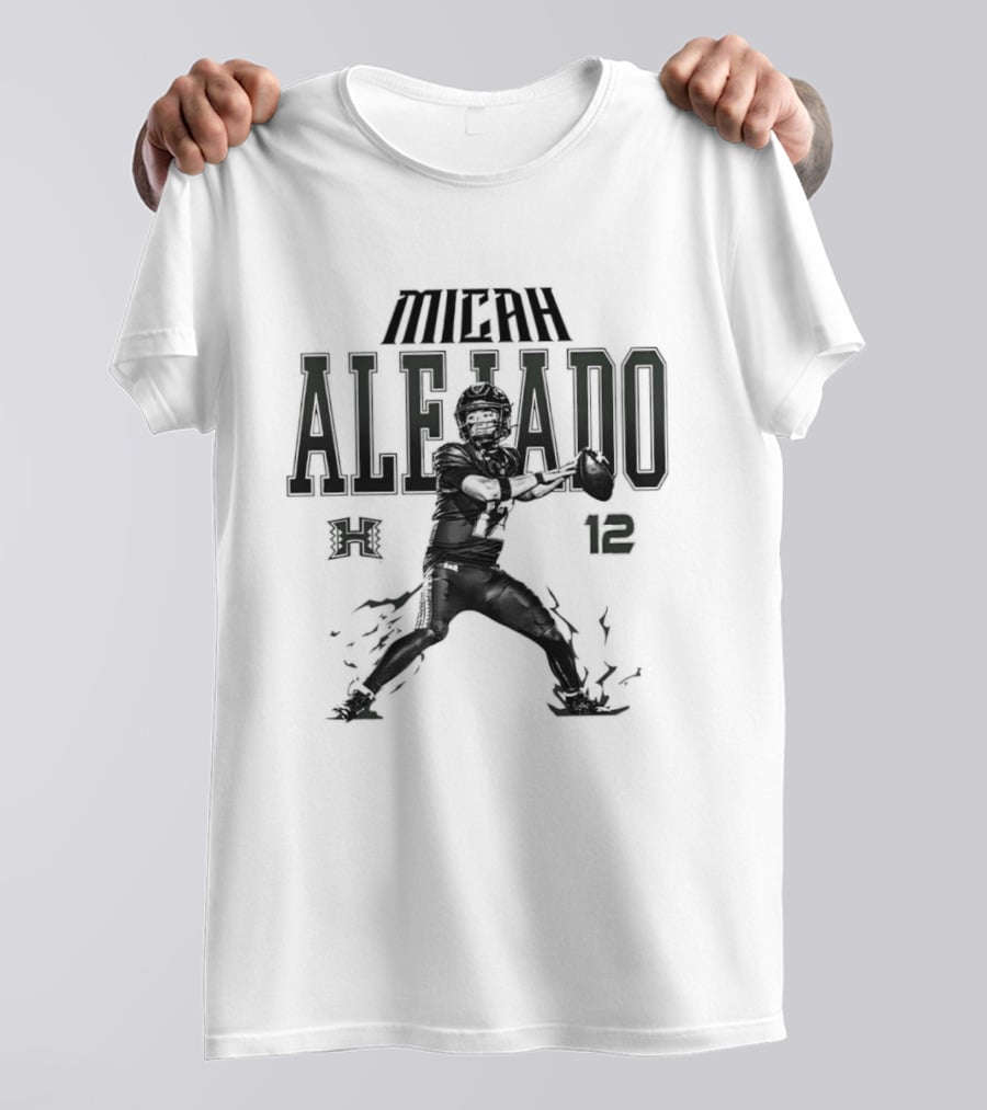 NCAA Football Micah Alejado No 12 Hawaii Rainbow Warriors Collage T-Shirt