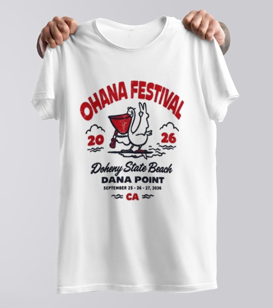 Ohana Festival 2026 Doheny State Beach Dana Point September 25 27 CA Surf Pelican T-Shirt