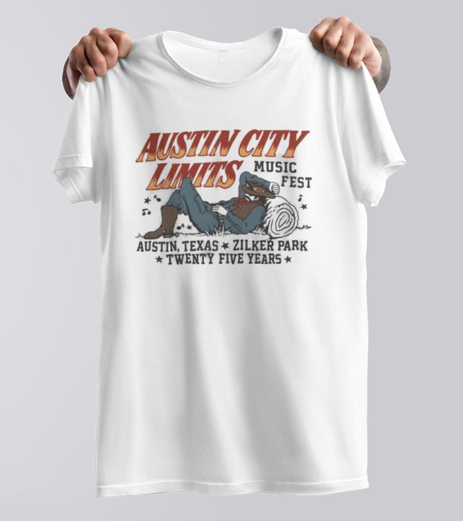 Austin City Limits Music Past, Present, And Future Texas Style Cowboy Lineup T-Shirt