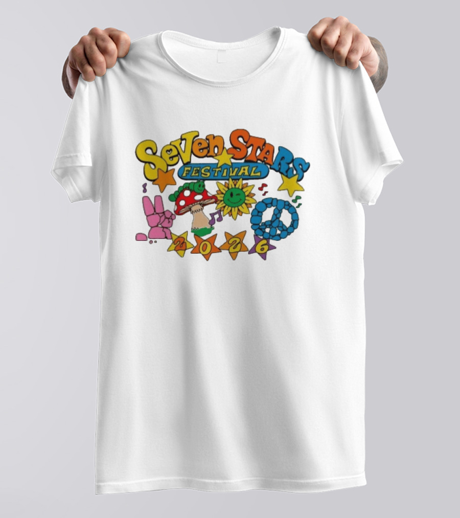 Seven Stars Festival 2026 Peace Mushroom Sun Music T-Shirt