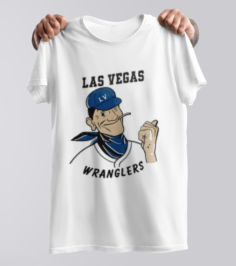 Las Vegas Wranglers Vintage Cartoon Character With Hat And Bandana T-Shirt