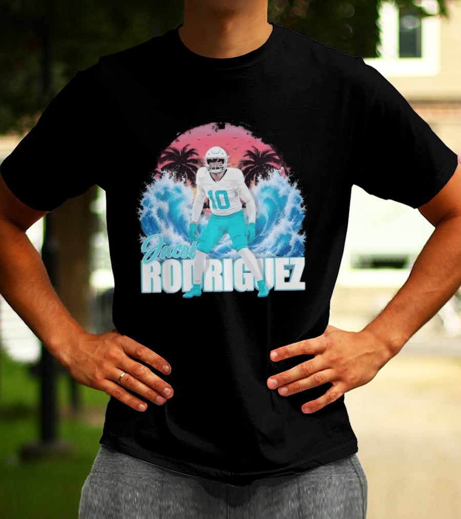 Jacob Rodriguez Miami Dolphins Tidal Wave Football Player Tropical T-Shirt