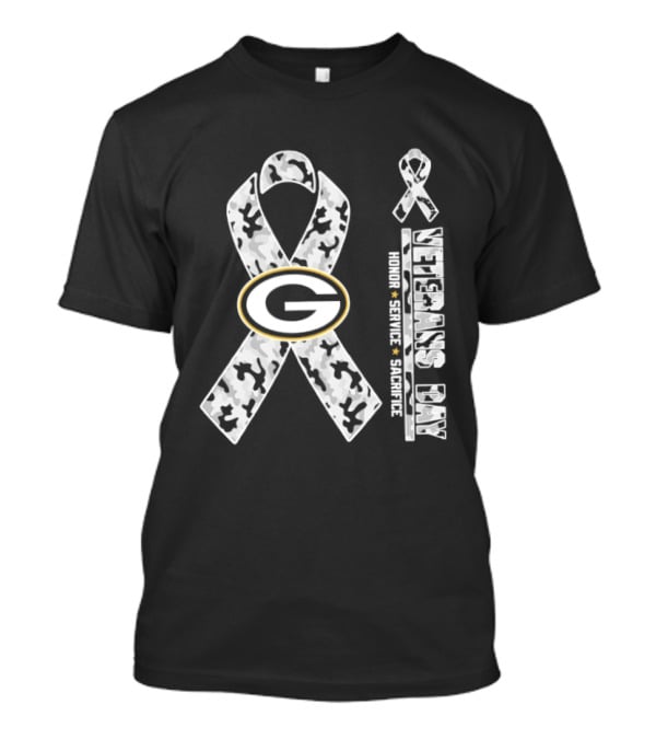 Green Bay Packers Veterans Day 2026 Honor Service Sacrifice G Camo Ribbon T-Shirt