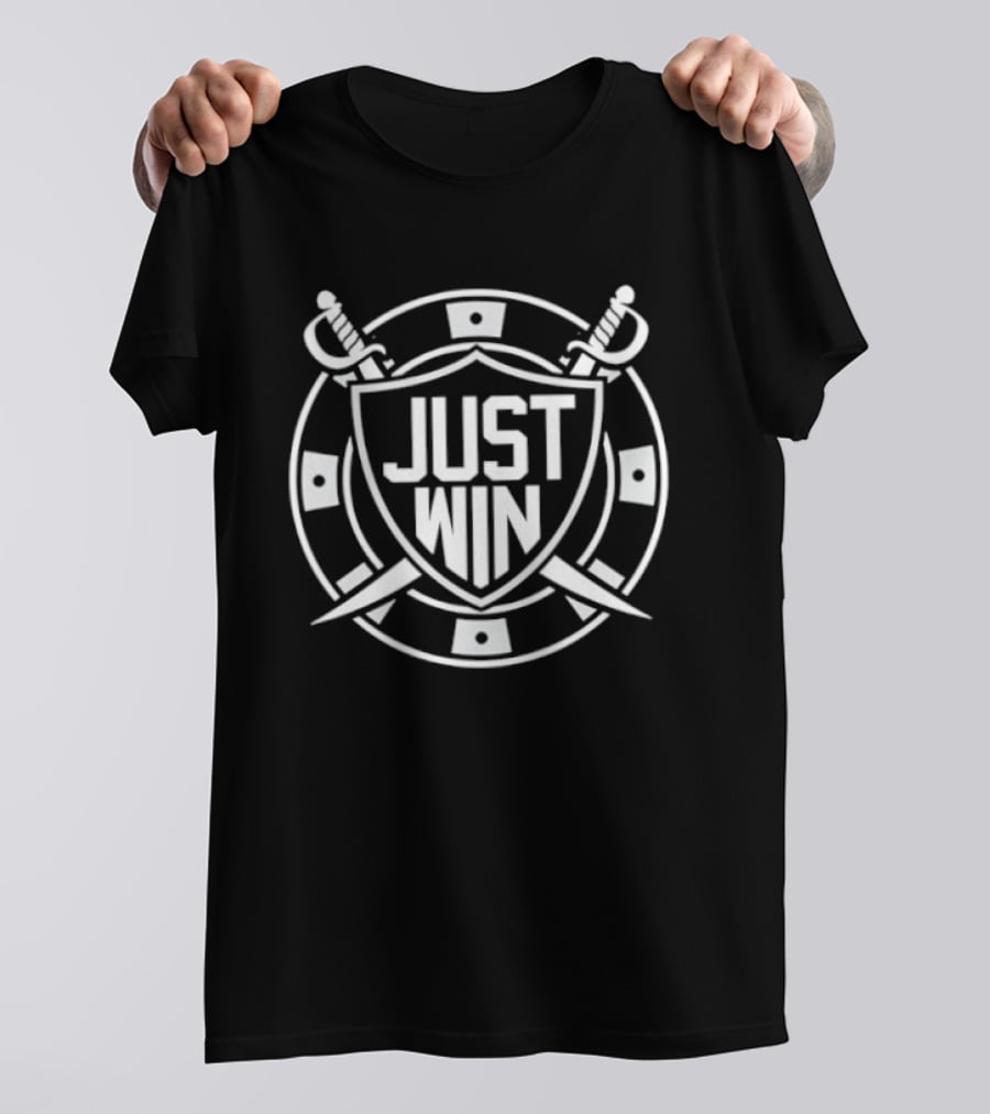 Las Vegas Raiders Just Win Shield And Swords Poker Chip T-Shirt