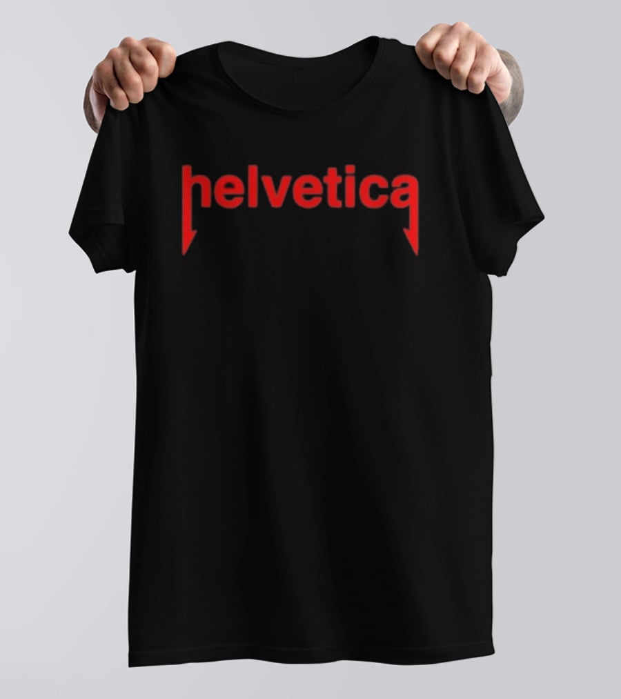 Helvetica Metal Rock Parody Style Red T-Shirt