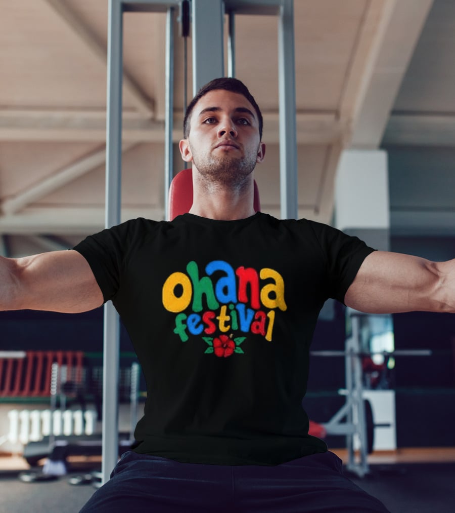 Ohana Festival Colorful Text With Flower T-Shirt