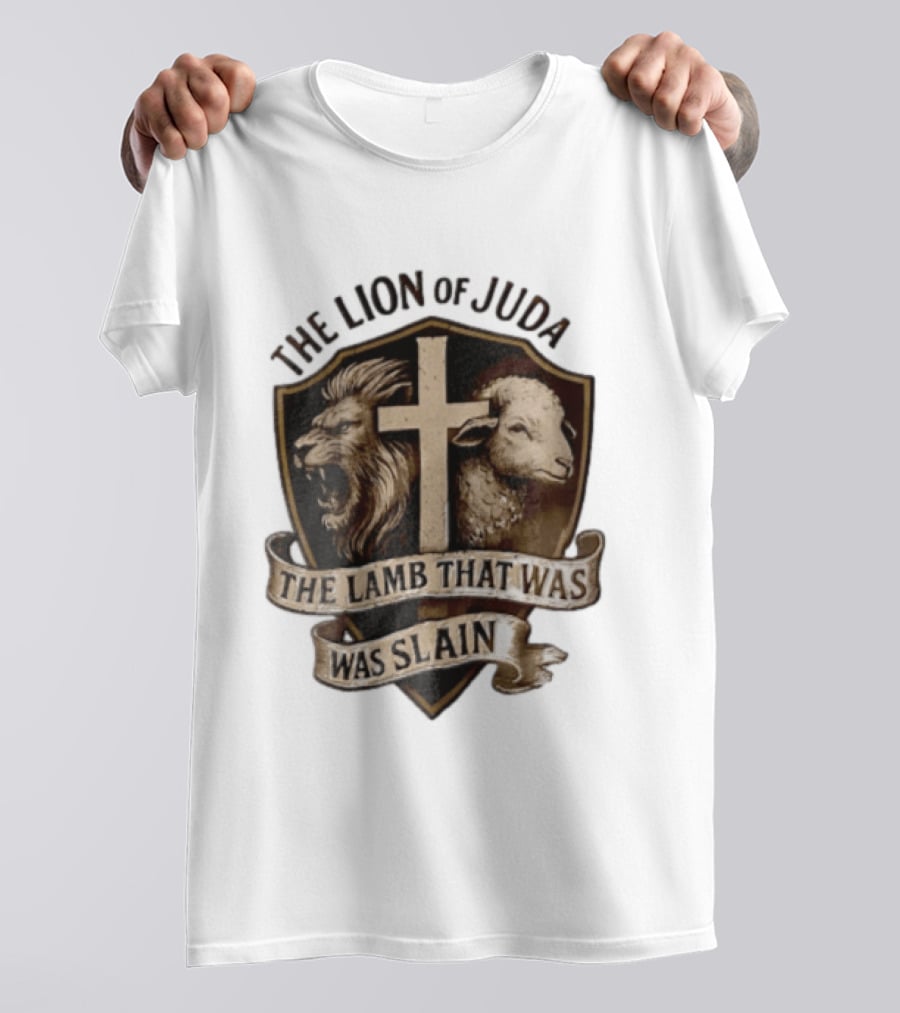 The Lion Of Judah Shield Cross The Lamb That Was Slain T-Shirt