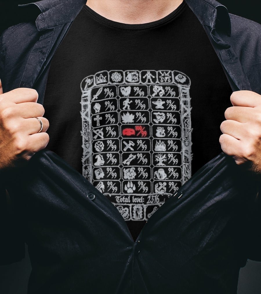 100 Thieves Old School RuneScape Skill Icons Total Level 2376 T-Shirt