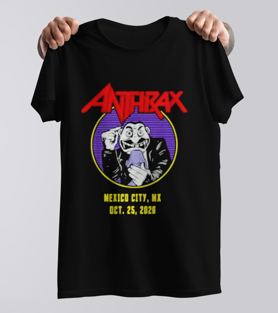 Anthrax Mexico City MX October 25 2026 World Tour Event T-Shirt