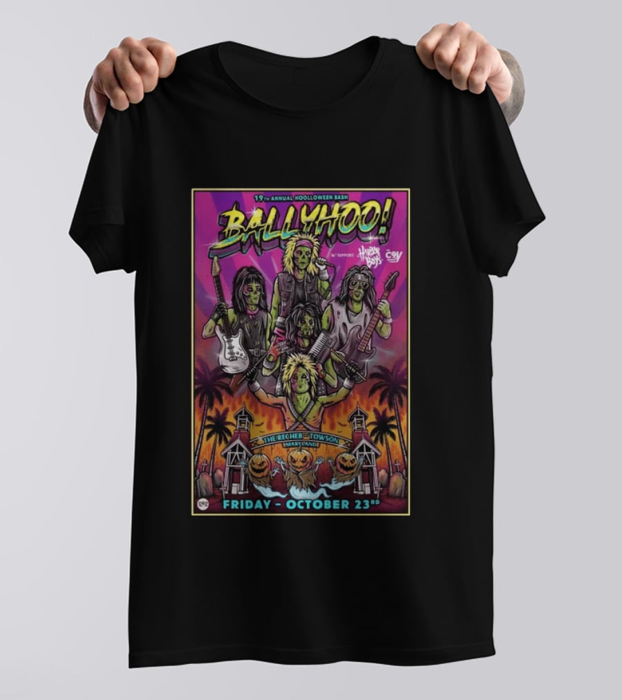 Ballyhoo! 19th Annual Hooloween Bash Recher Towson Friday October 23rd 2026 Halloween Skeleton Zombies T-Shirt