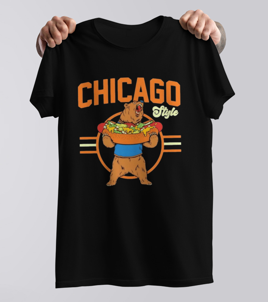 Chicago Style Bear With Giant Hot Dog T-Shirt