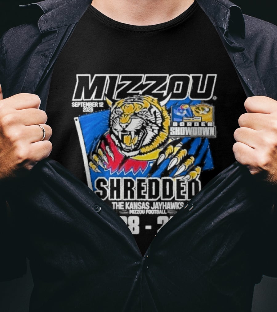 Mizzou Tigers Football Shredded Victory Over KU 2026 Score T-Shirt