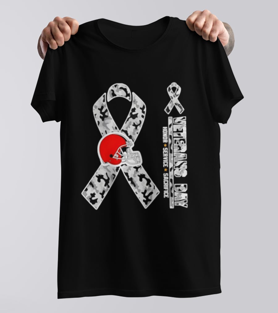 Cleveland Browns Veterans Day 2026 Honor Service Sacrifice Camouflage Ribbon T-Shirt