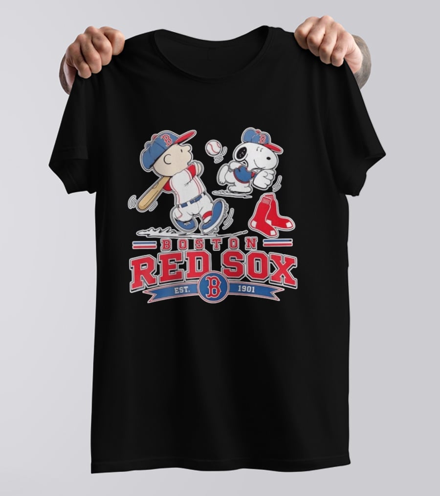 Charlie Brown And Snoopy Boston Red Sox Est 1901 Baseball Peanuts T-Shirt