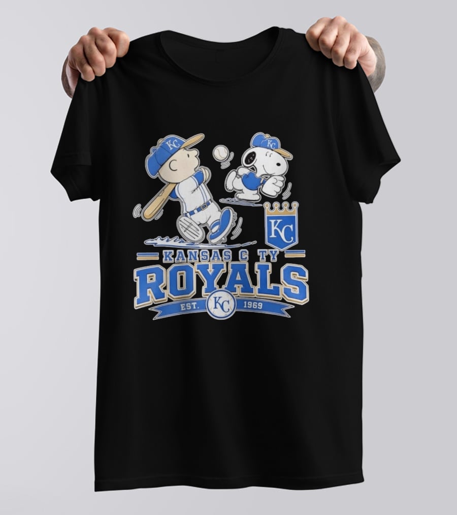 Peanuts Charlie Brown Snoopy Kansas City Royals Baseball KC Est 1969 T-Shirt