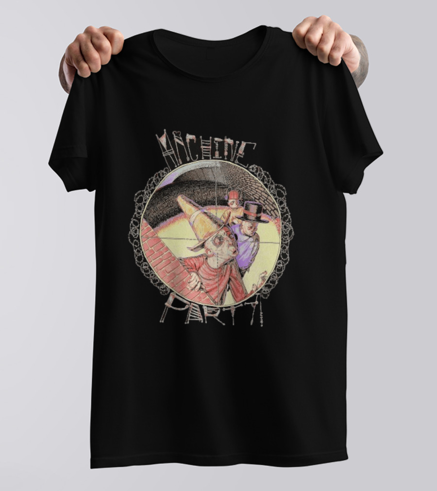Machine Party Heads Up Comic Style Characters Retro Scene T-Shirt