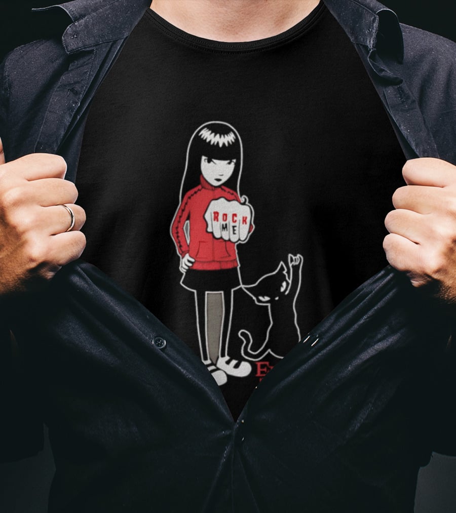 Rock Me Emily The Strange Iconic Character With Red And Cat T-Shirt