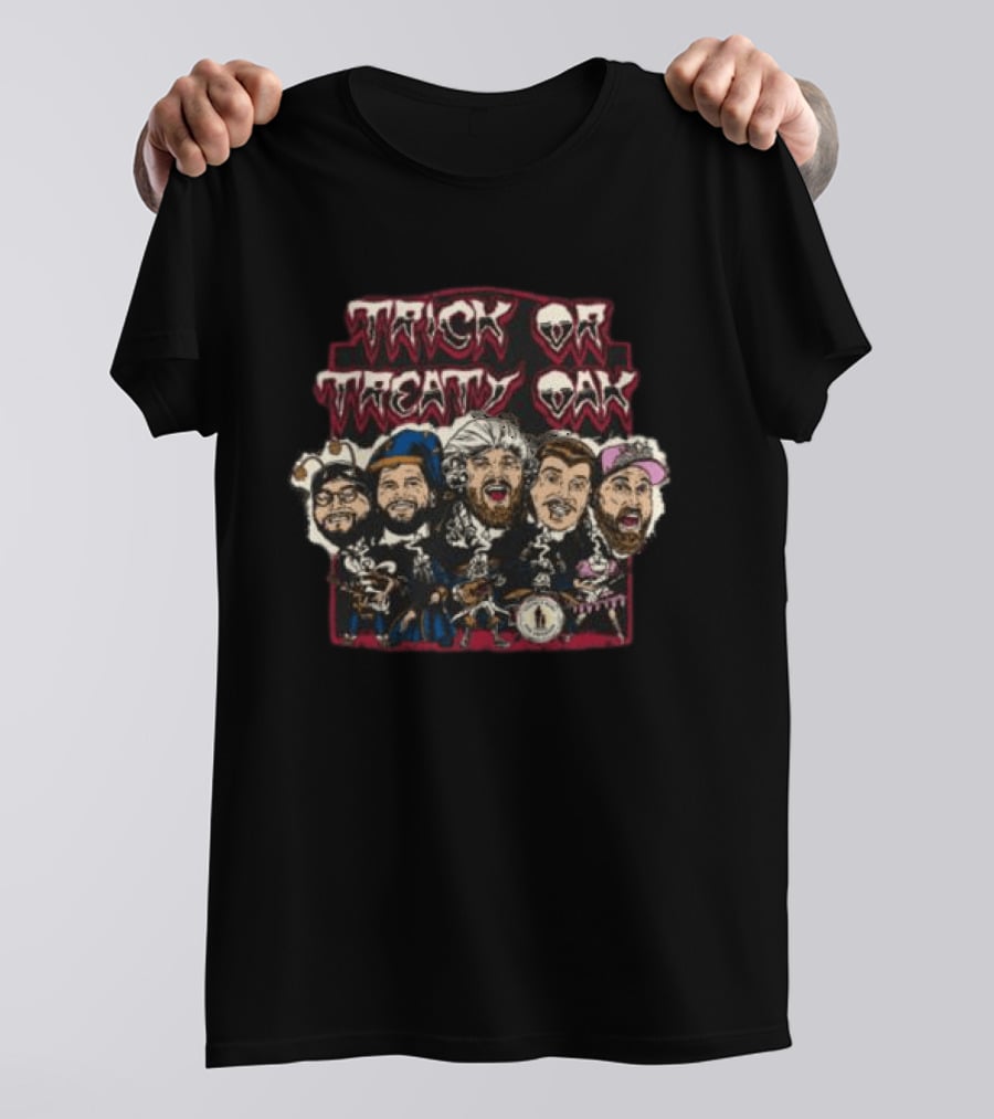 Trick Or Treaty Oak Halloween Character Band Image T-Shirt