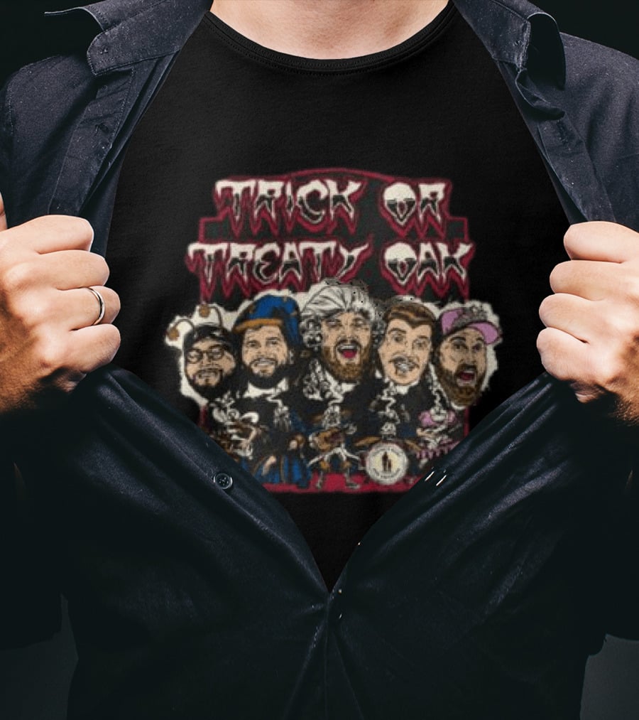 Trick Or Treaty Oak Halloween Character Band Image T-Shirt