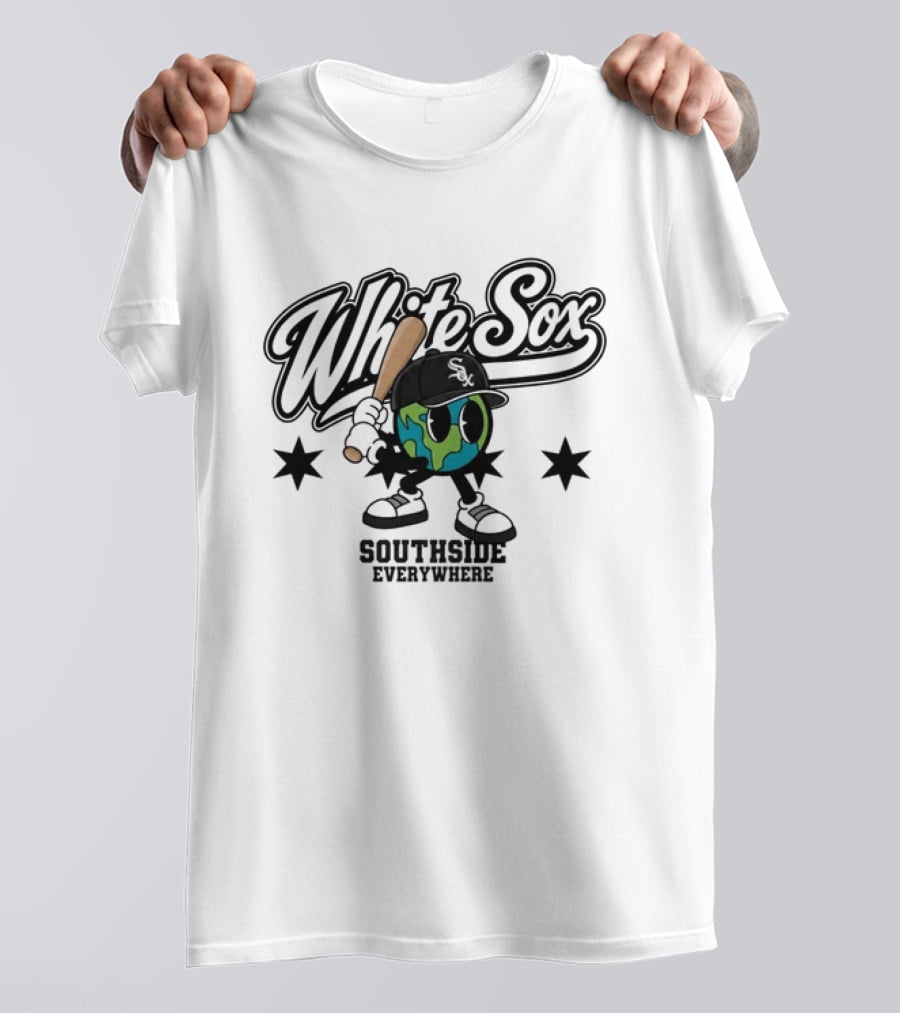 White Sox Southside Everywhere 2026 Baseball Player Earth T-Shirt