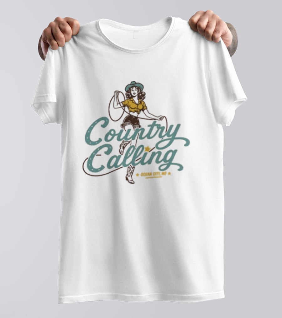 Country Calling Ocean City Inlet Beach October 2 3 2026 Cowgirl Roping Event T-Shirt