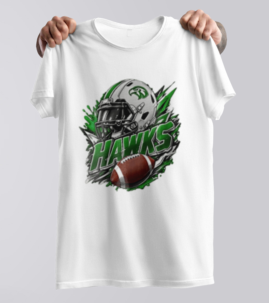 Hawks White Football Helmet Green Hawk Football Sports Fan Gear T-Shirt