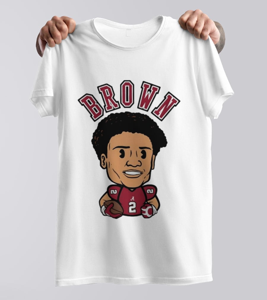 NCAA Football Alabama Crimson Tide Number 2 Brown Caricature T-Shirt