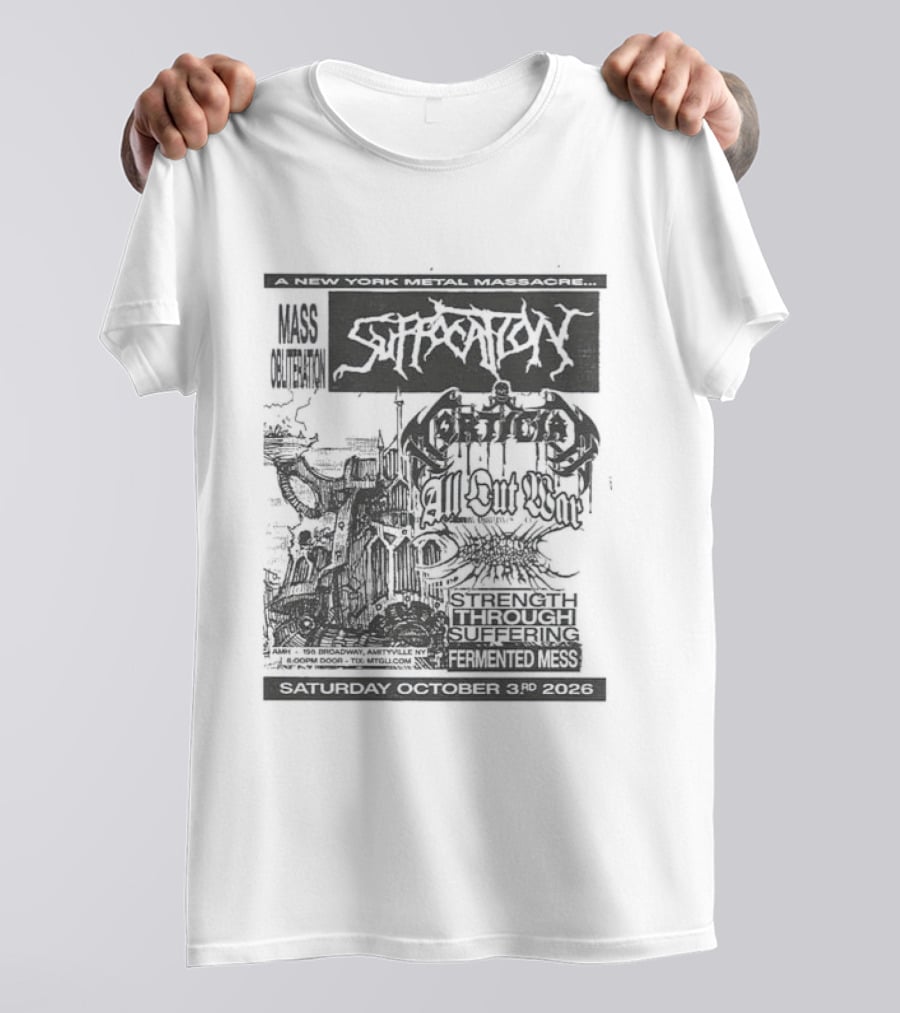 Original Suffocation Amityville New York Metal Massacre October 3rd 2026 Amityville Music Hall NY T-Shirt