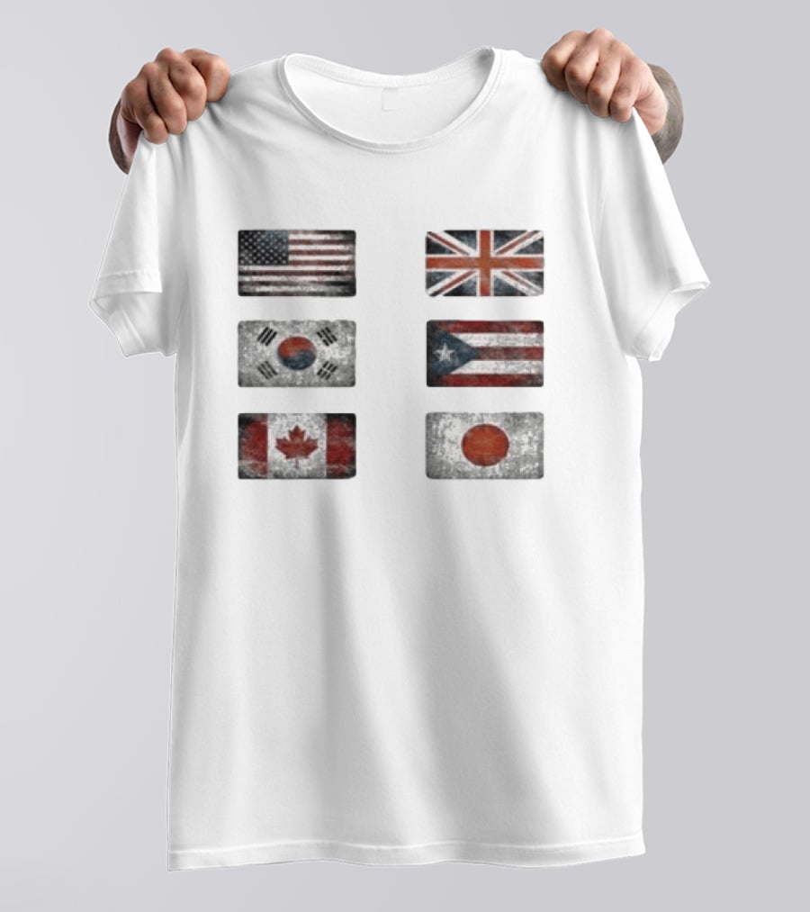 Stealthny Floor 914 World Tour United States United Kingdom South Korea Puerto Rico Canada Japan Flags T-Shirt