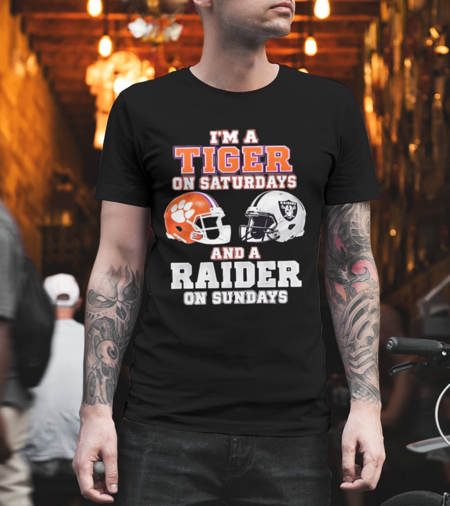 Clemson Tiger Saturdays Raider Sundays Football Fan Helmets T-Shirt