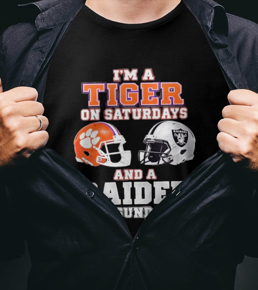 Clemson Tiger Saturdays Raider Sundays Football Fan Helmets T-Shirt