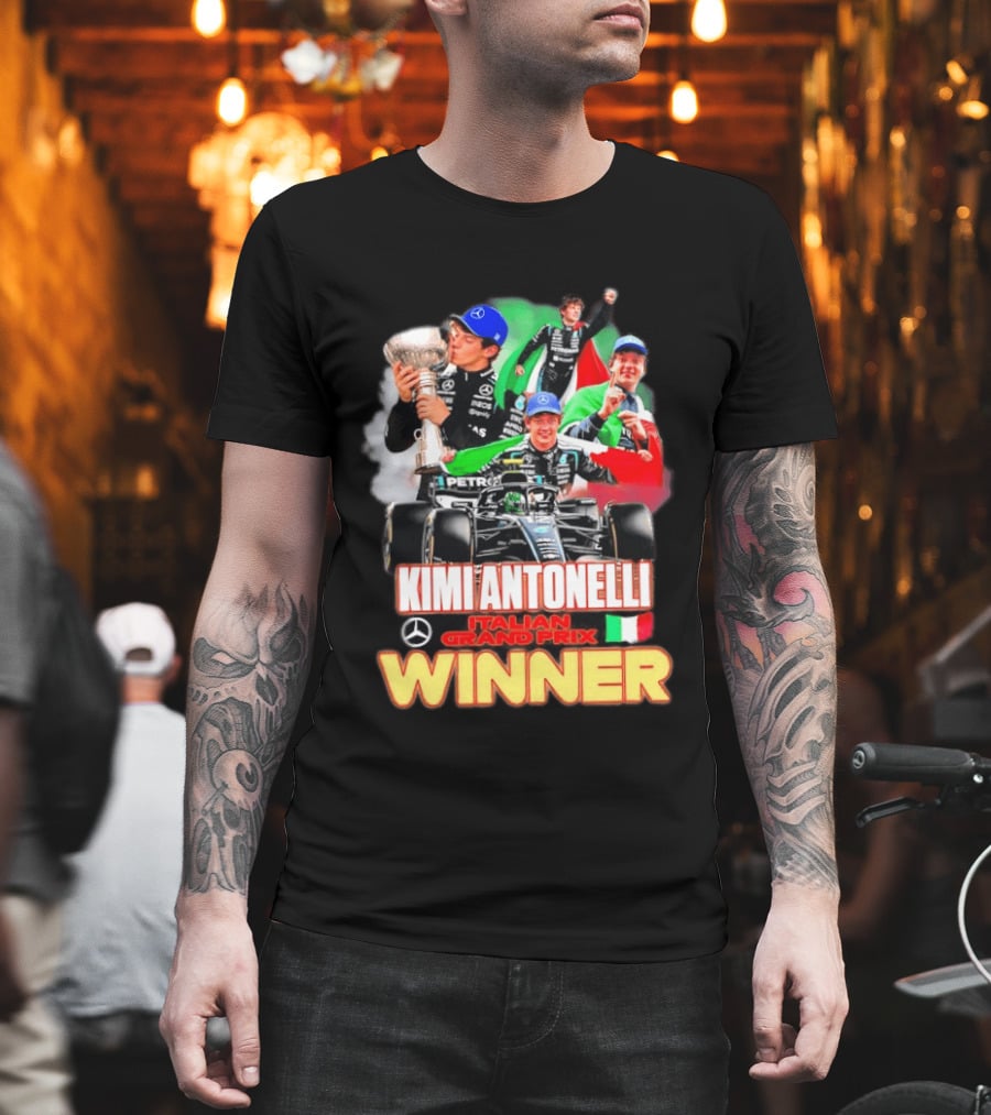 Kimi Antonelli Italian Grand Prix Winner Mercedes Racing Celebration T-Shirt