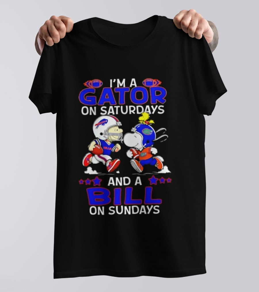 I'm A Gator On Saturdays And A Bill On Sundays Snoopy Charlie Brown Football T-Shirt