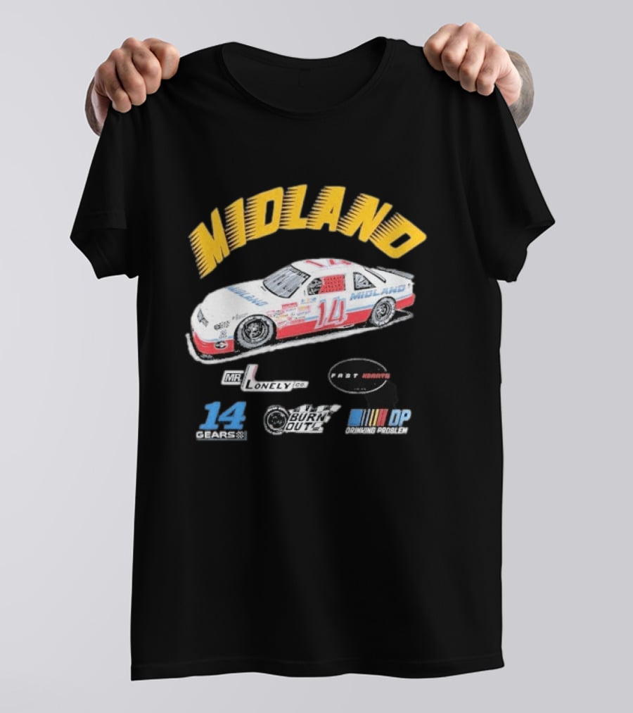 Midland Racing Team Car Fast Wheels Mr. Lonely Co. Burnout DP Driving People 14 Gears T-Shirt
