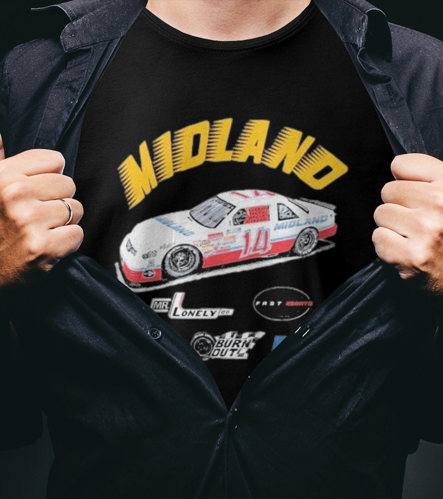 Midland Racing Team Car Fast Wheels Mr. Lonely Co. Burnout DP Driving People 14 Gears T-Shirt