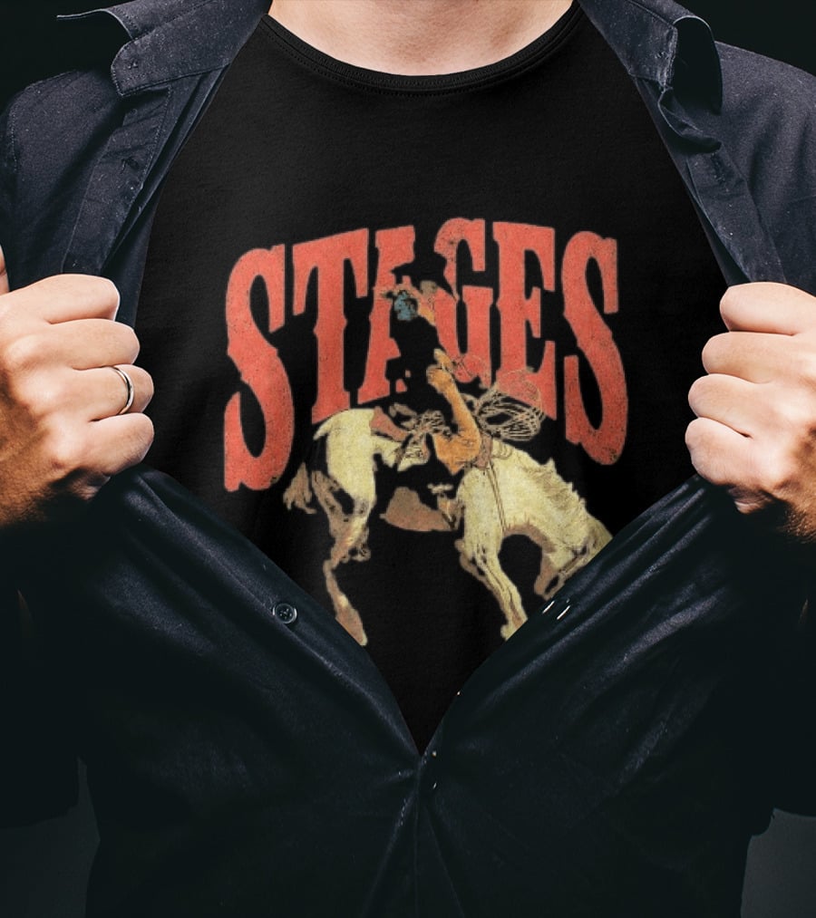 Stages Rodeo Cowboy And Horse Action T-Shirt