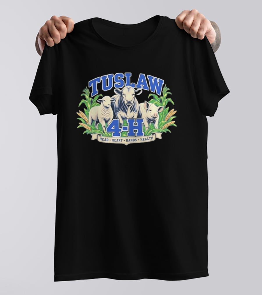 Tuslaw 4 H Head Heart Hands Health Livestock Sheep Cow Pig Wheat T-Shirt