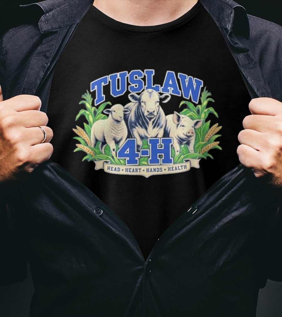Tuslaw 4 H Head Heart Hands Health Livestock Sheep Cow Pig Wheat T-Shirt