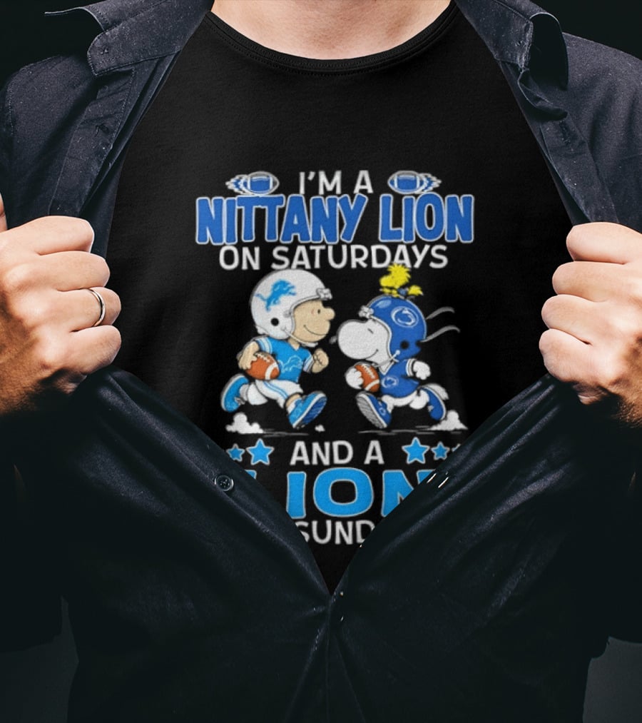 Peanuts Snoopy Charlie Brown Nittany Lion Saturdays Sundays Football T-Shirt