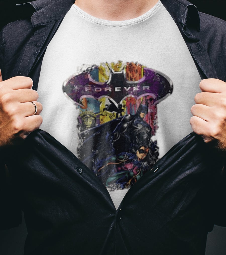 Batman Forever Movie Heroes Art Villains And Allies T-Shirt