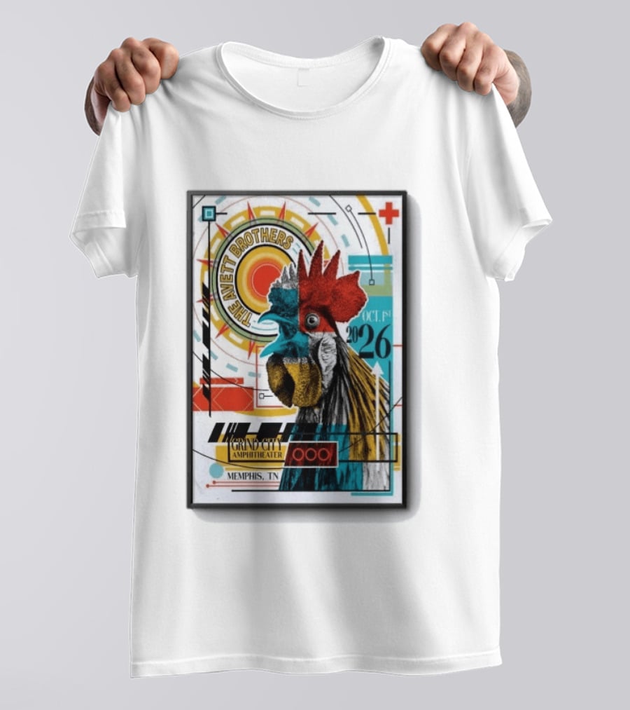 The Avett Brothers Memphis TN Grand City Amphitheater October 1 2026 Rooster T-Shirt