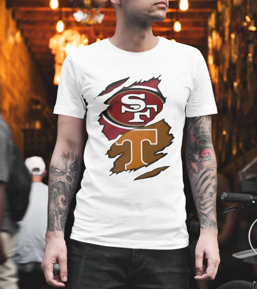 San Francisco 49ers Tennessee Volunteers Ripped SF Logos Fusion T-Shirt