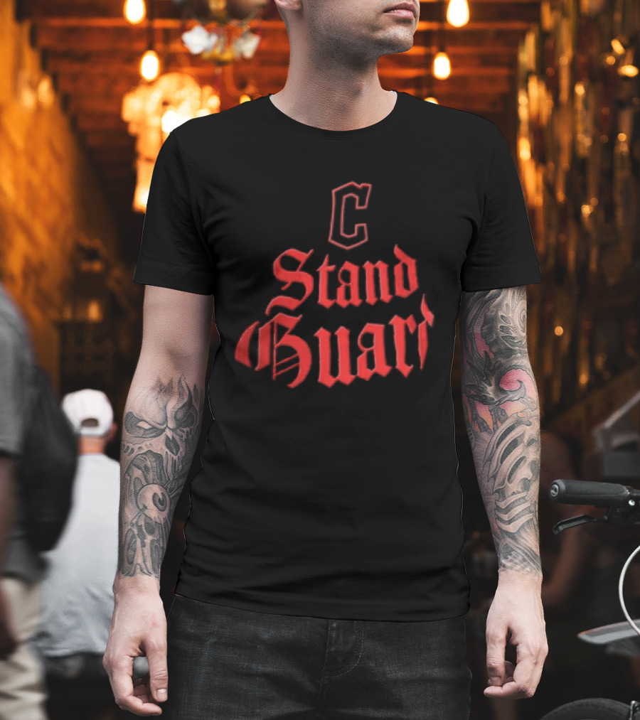 Cleveland Guardians Stand Guard Red Gothic T-Shirt