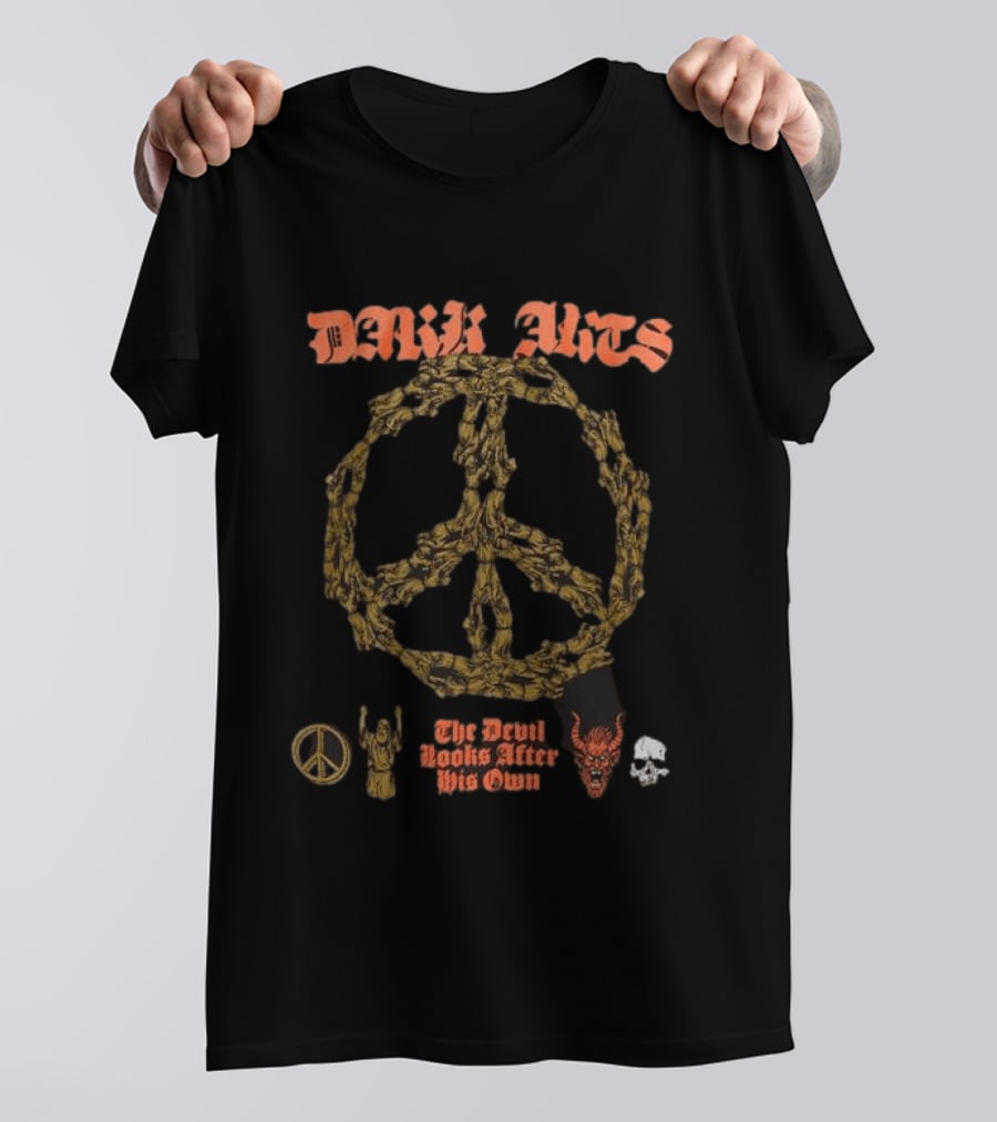 Dark Arts 12Th Birthday The Devil Looks After His Own Peace Symbol Skull T-Shirt