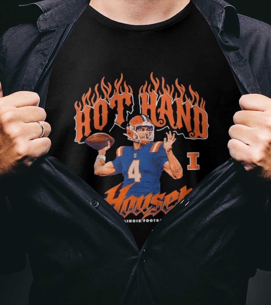 Hot Hand Houser Katin Houser No 4 Illinois Football T-Shirt